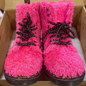 Dr. Martens Pink Faux Fur Boots